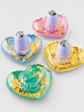 Roller Rabbit x Target Heart-Shaped Inflatable Floating Drink Holders, Set of 4